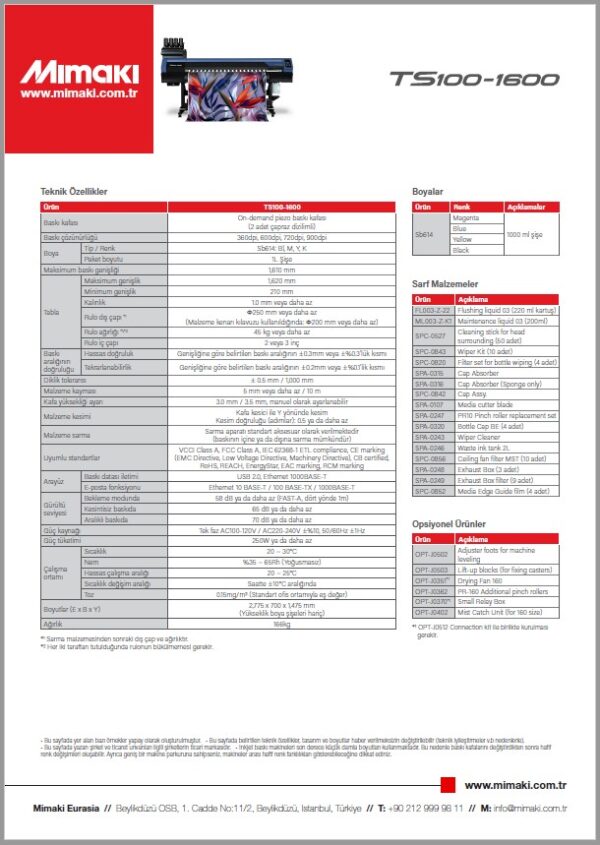 TS100-1600 Teknik Özellikleri